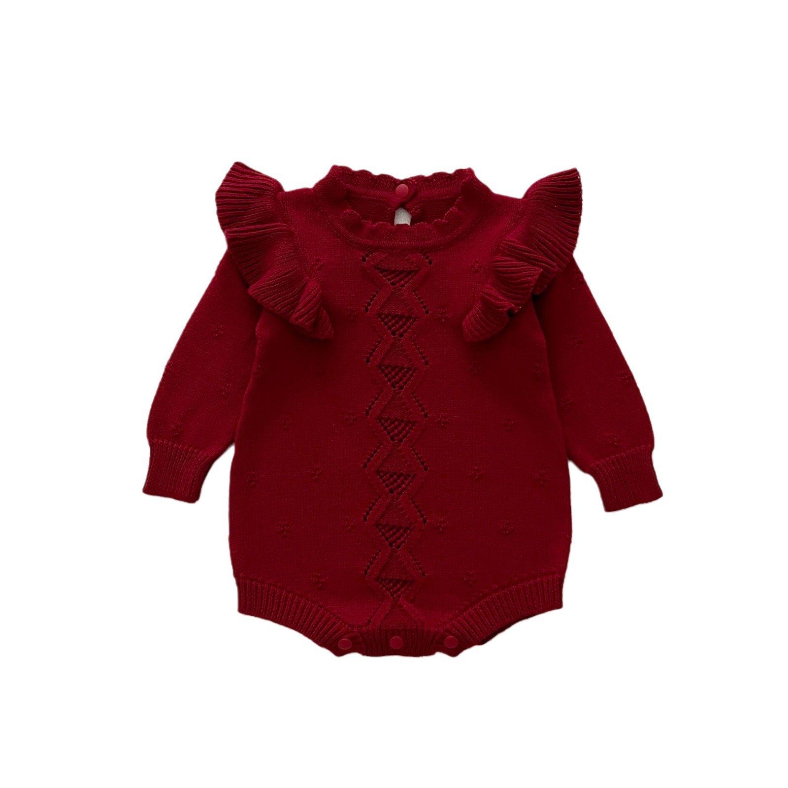 Autumn and winter baby romper knitted flying sleeve pullover sweater baby girls lace jumpsuit crawling clothes
