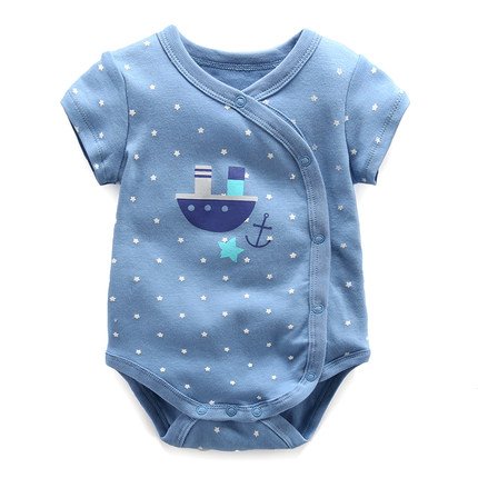 New Style Wholesale Custom Print Summer 100% Cotton short Sleeve Baby Romper
