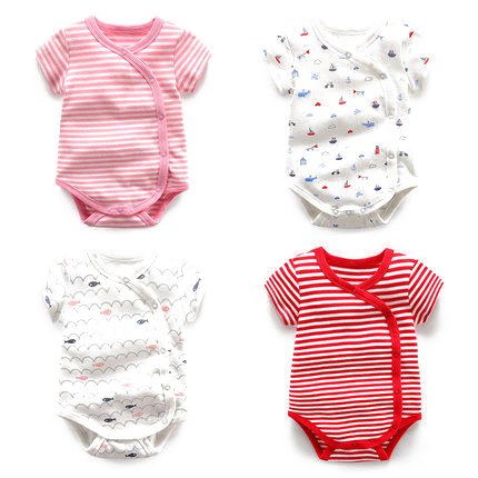 New Style Wholesale Custom Print Summer 100% Cotton short Sleeve Baby Romper