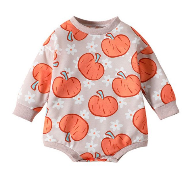Halloween custom cute Ghost Print crew-neck breathable baby romper Fall Winter baby romper