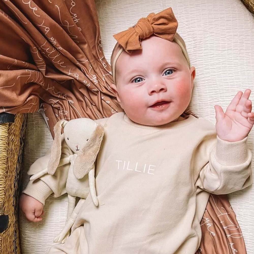 Wholesale Baby Cloths Set Customized Printed Letter Cotton Long Sleeve Baby Rompers