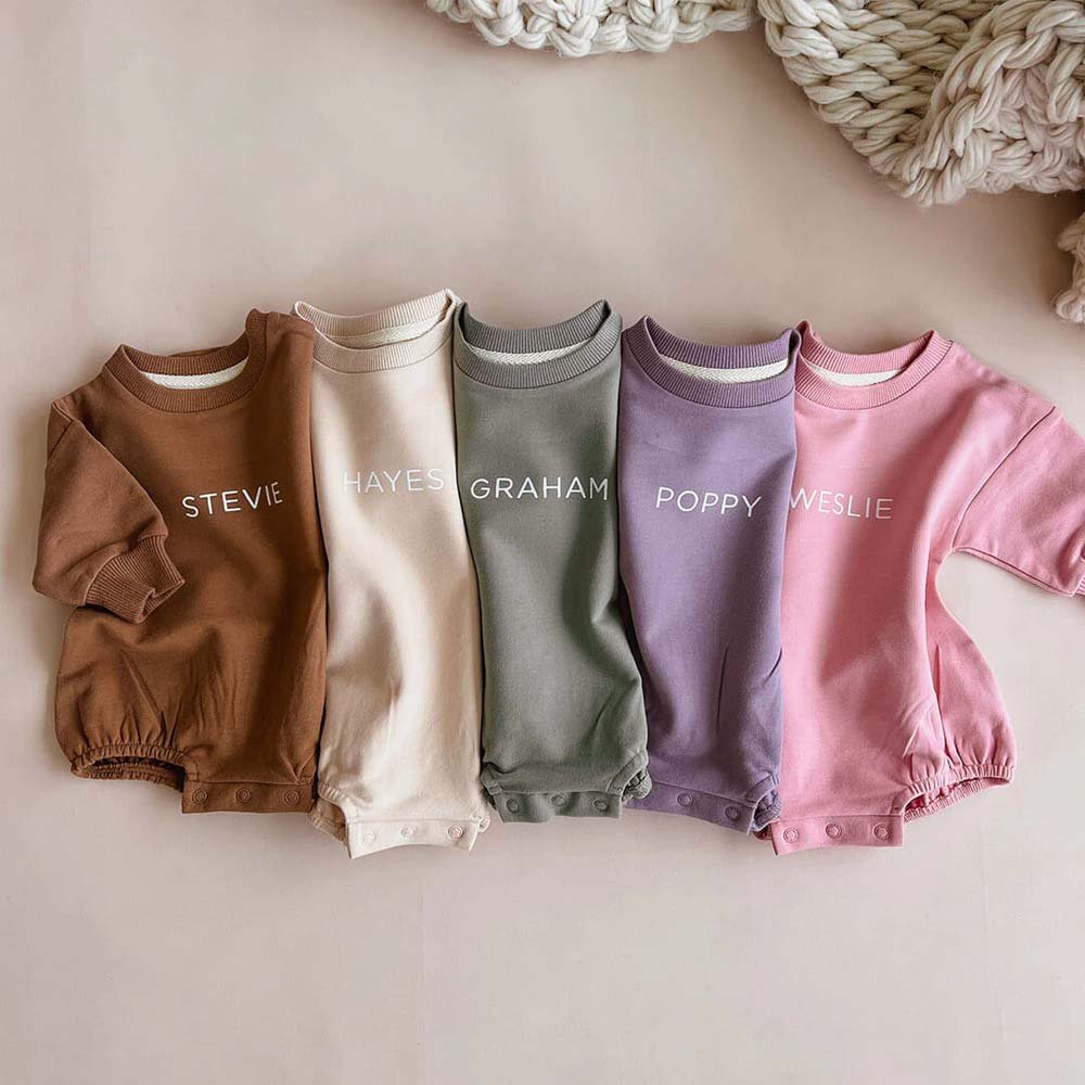 Wholesale Baby Cloths Set Customized Printed Letter Cotton Long Sleeve Baby Rompers