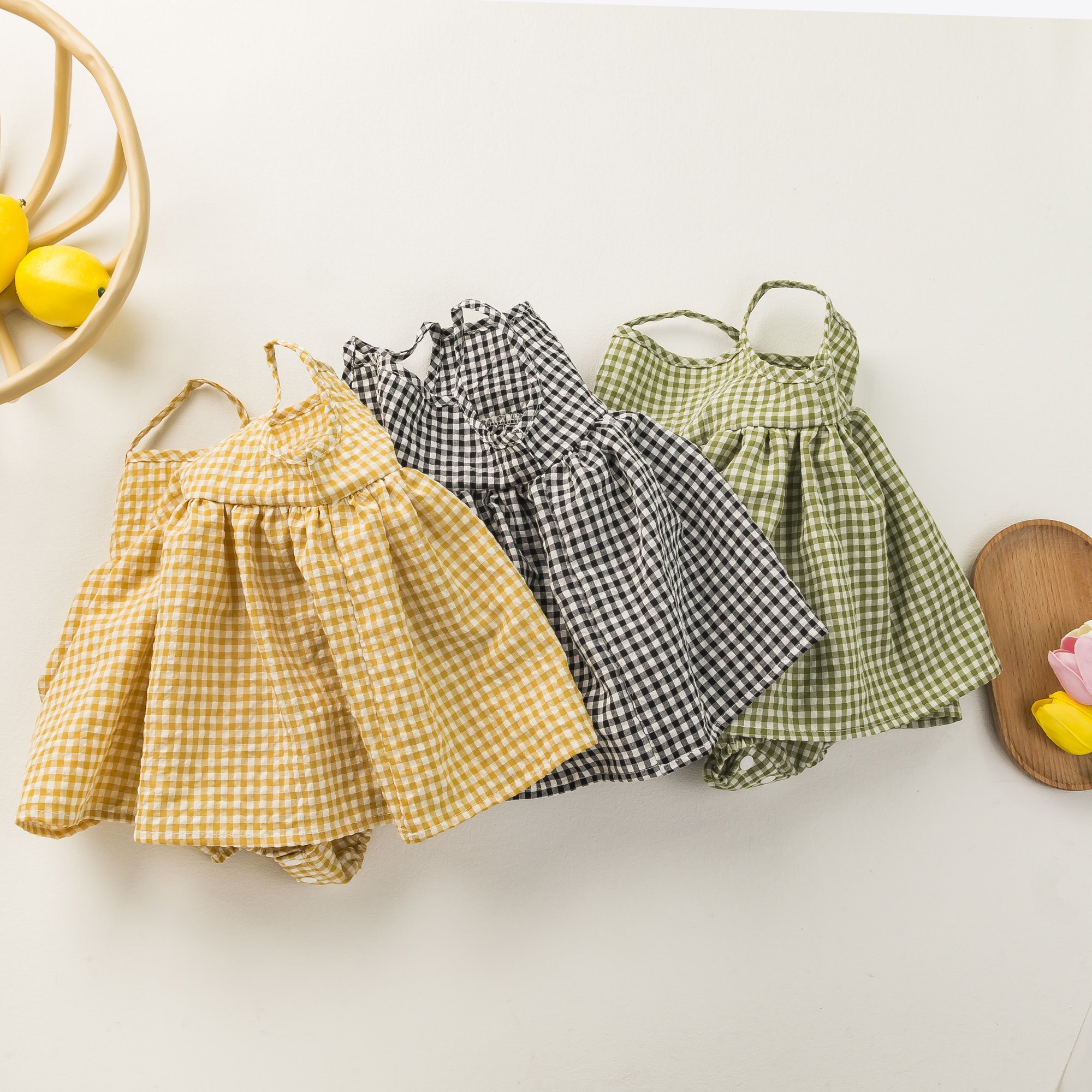 Wholesale Babany bebe Newborn Baby Girls Cotton Bodysuit Lattice Suspenders Culottes Rompers