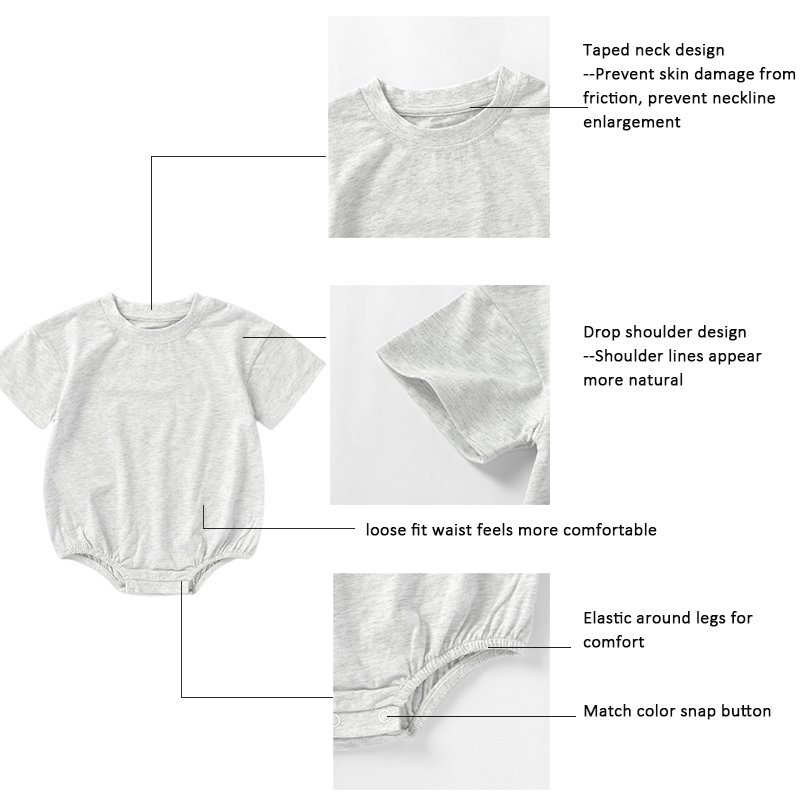 100% Organic Cotton Baby Onesie Clothes Blank Oversized Baby Bubble Rompers