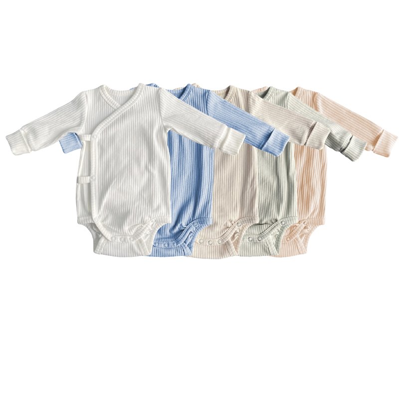 Wholesale ribbed Cotton newborn bodysuit pants cap baby clothes sets cotton newborn adjustable wrap baby bodyvest clothes sets