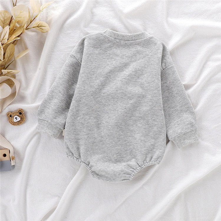 High Quality Fall Baby Infant Clothing Long Sleeve Fleece Unisex Solid Color Baby Rompers
