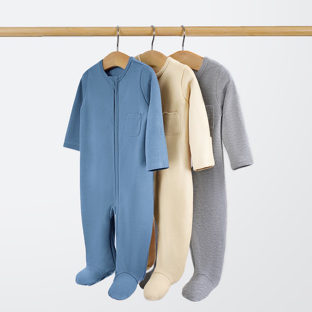 Custom Organic Cotton Baby Footed Pajamas Infant Newborn Gentle Jumpsuit Baby Rompers