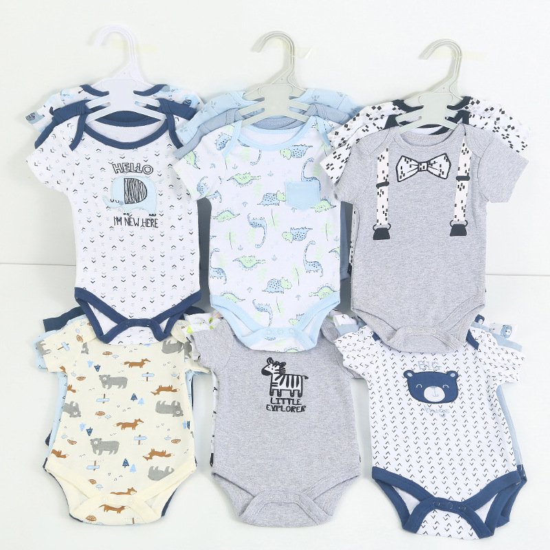Summer Short-sleeved Newborn Baby Jumpsuit 0-1 Year Old Bag Fart Clothing Children's Baby Short Romper