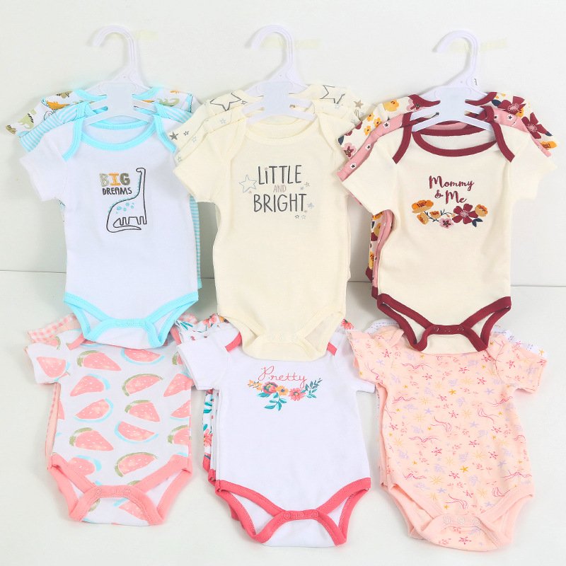 Summer Short-sleeved Newborn Baby Jumpsuit 0-1 Year Old Bag Fart Clothing Children's Baby Short Romper