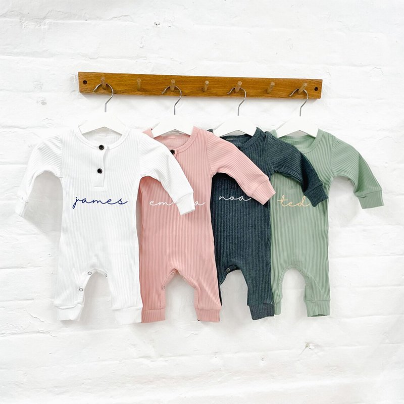 Organic ribbed baby romper cotton infant oneise wholesale newborn sleep suits customize baby clothes knitted sleepwear babies