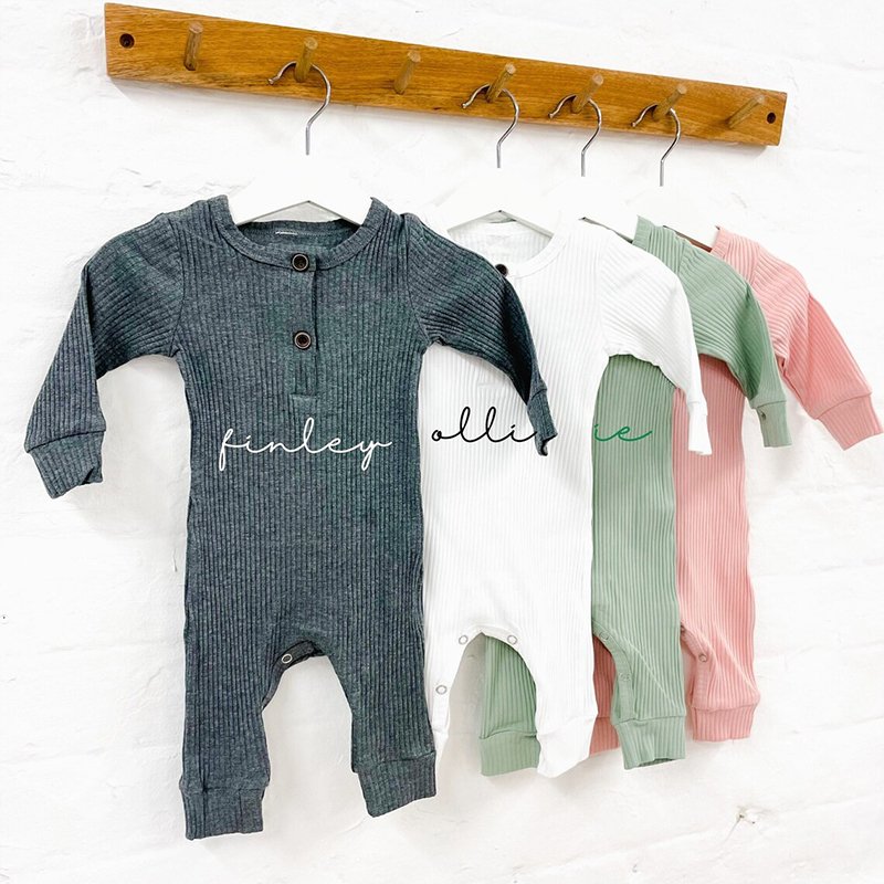 Organic ribbed baby romper cotton infant oneise wholesale newborn sleep suits customize baby clothes knitted sleepwear babies