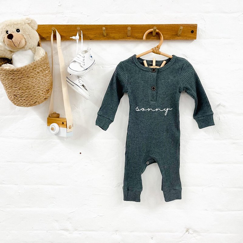 Organic ribbed baby romper cotton infant oneise wholesale newborn sleep suits customize baby clothes knitted sleepwear babies