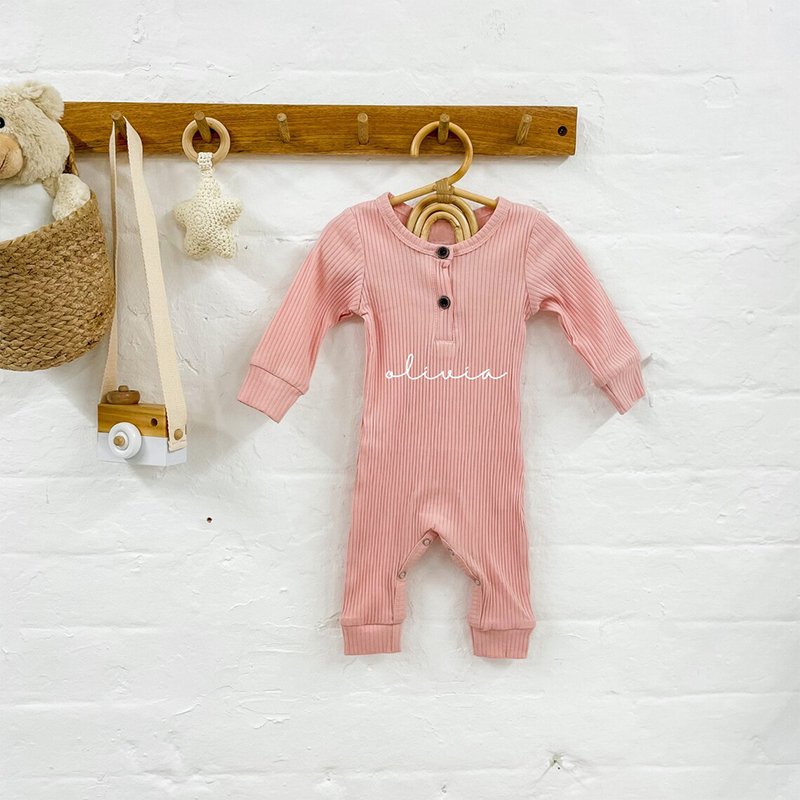 Organic ribbed baby romper cotton infant oneise wholesale newborn sleep suits customize baby clothes knitted sleepwear babies