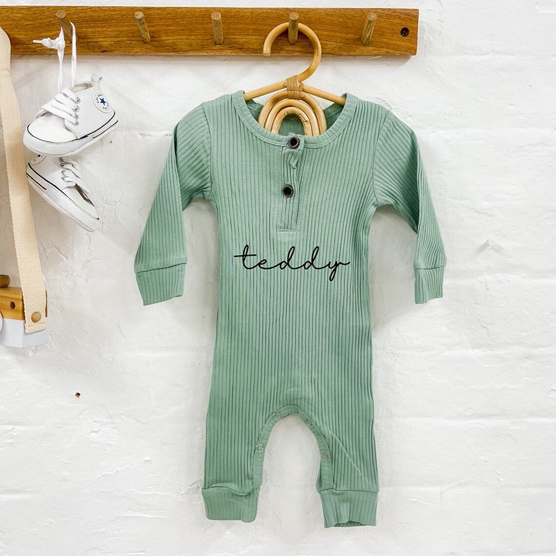 Organic ribbed baby romper cotton infant oneise wholesale newborn sleep suits customize baby clothes knitted sleepwear babies
