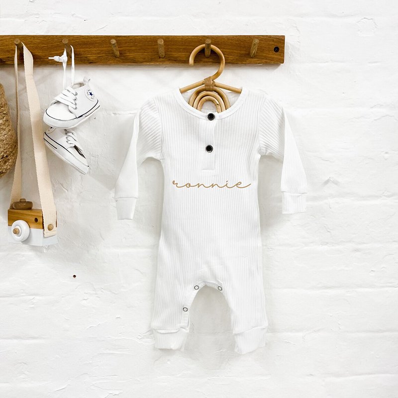 Organic ribbed baby romper cotton infant oneise wholesale newborn sleep suits customize baby clothes knitted sleepwear babies