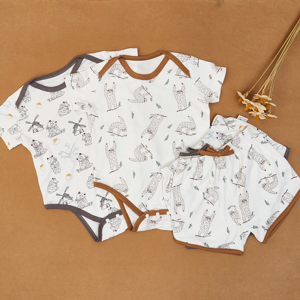 kangobaby bamboo baby romper set Short sleeve newborn cut printed pajamas baby jumpsuits