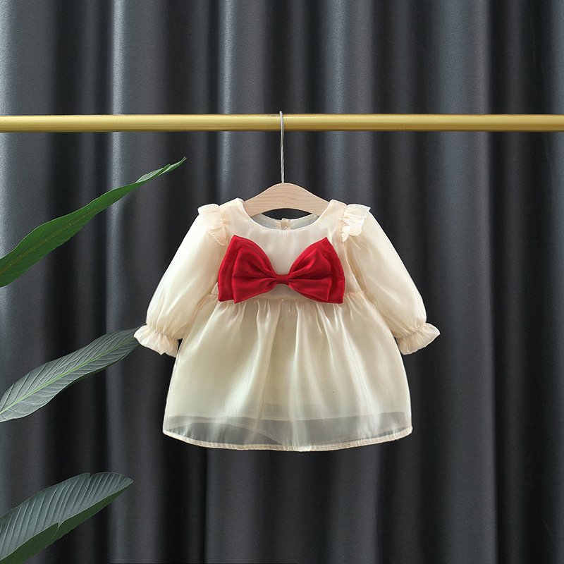 Toddler Baby Girls Red Birthday Princess Dresses Children Autumn/winter Long Sleeve Backless Girl Clothes Wedding Dress