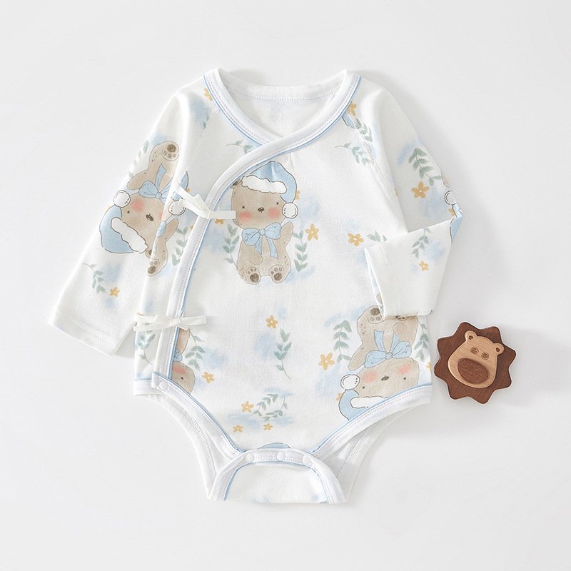 Baby clothes pure cotton class a autumn and winter new long-sleeved triangle romper pajamas baby romper newborn fart clothes
