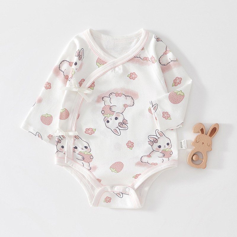 Baby clothes pure cotton class a autumn and winter new long-sleeved triangle romper pajamas baby romper newborn fart clothes