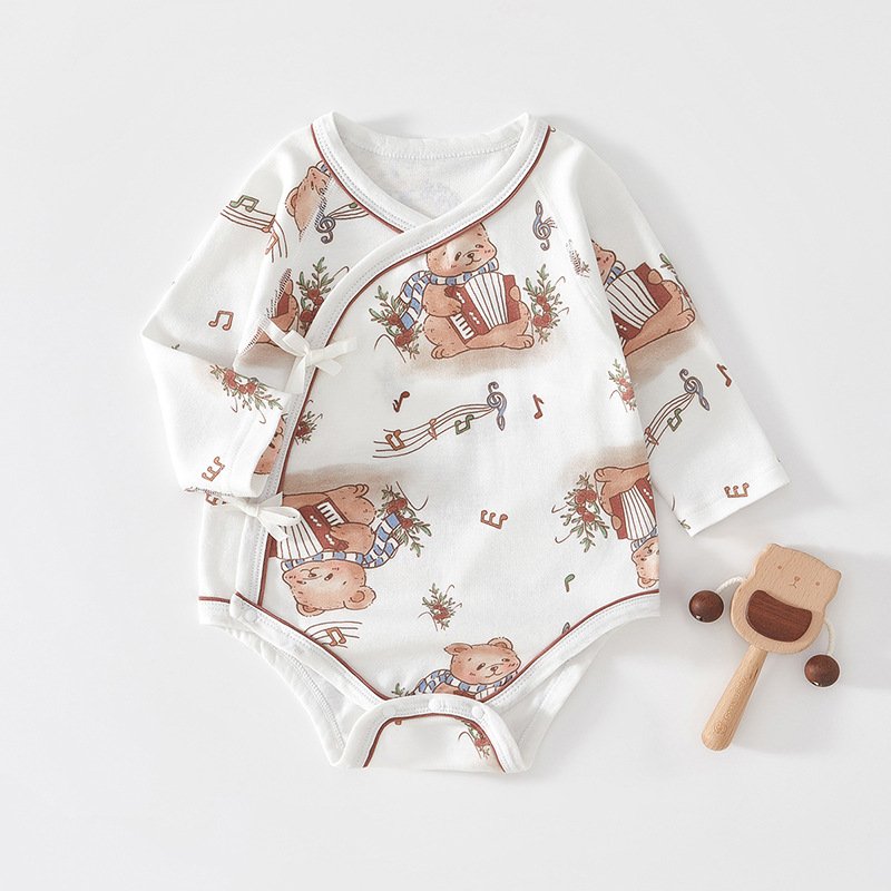 Baby clothes pure cotton class a autumn and winter new long-sleeved triangle romper pajamas baby romper newborn fart clothes