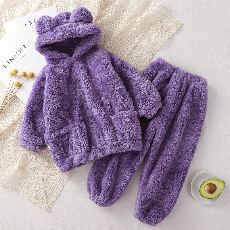 Factory cartoon animal clothes bear baby winter clothes children home clothes velvet smock cute pajamas