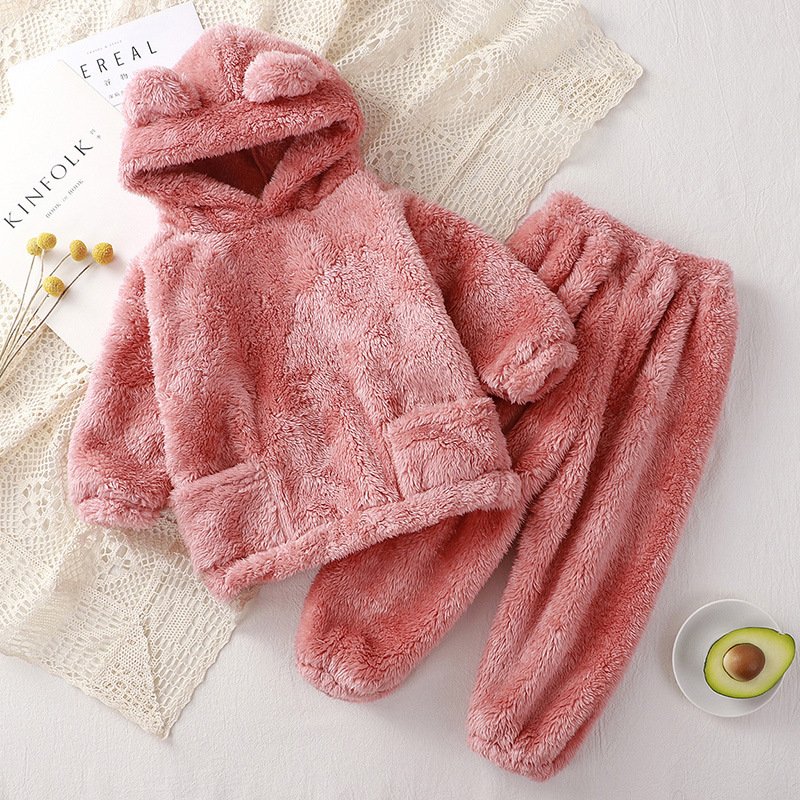 Factory cartoon animal clothes bear baby winter clothes children home clothes velvet smock cute pajamas