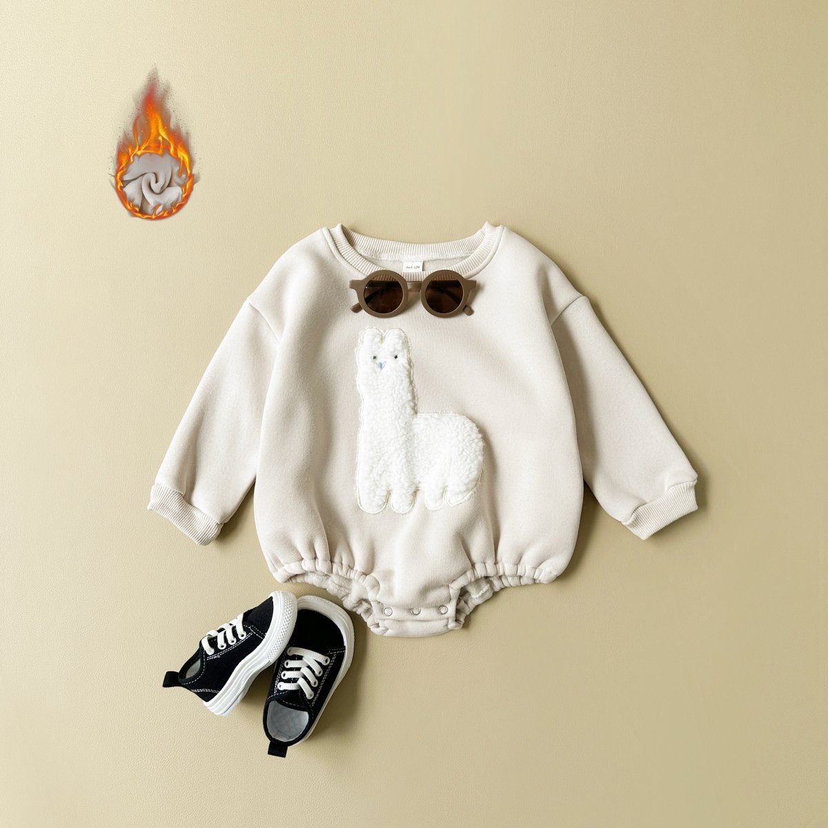 Baby Girls Winter Bodysuit Velvet Full Baby Girls Sheep Sweatshirt Rompers Plush Warm Infant Girls Jumpsuit
