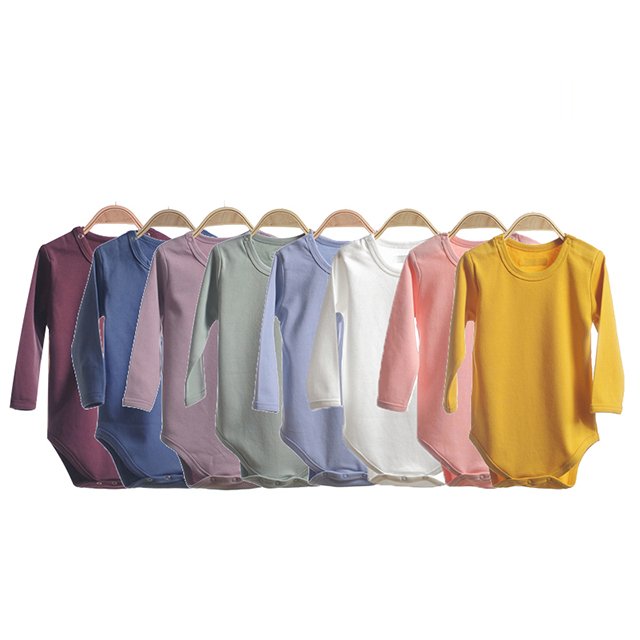 custom dyed organic cotton long sleeve baby rompers