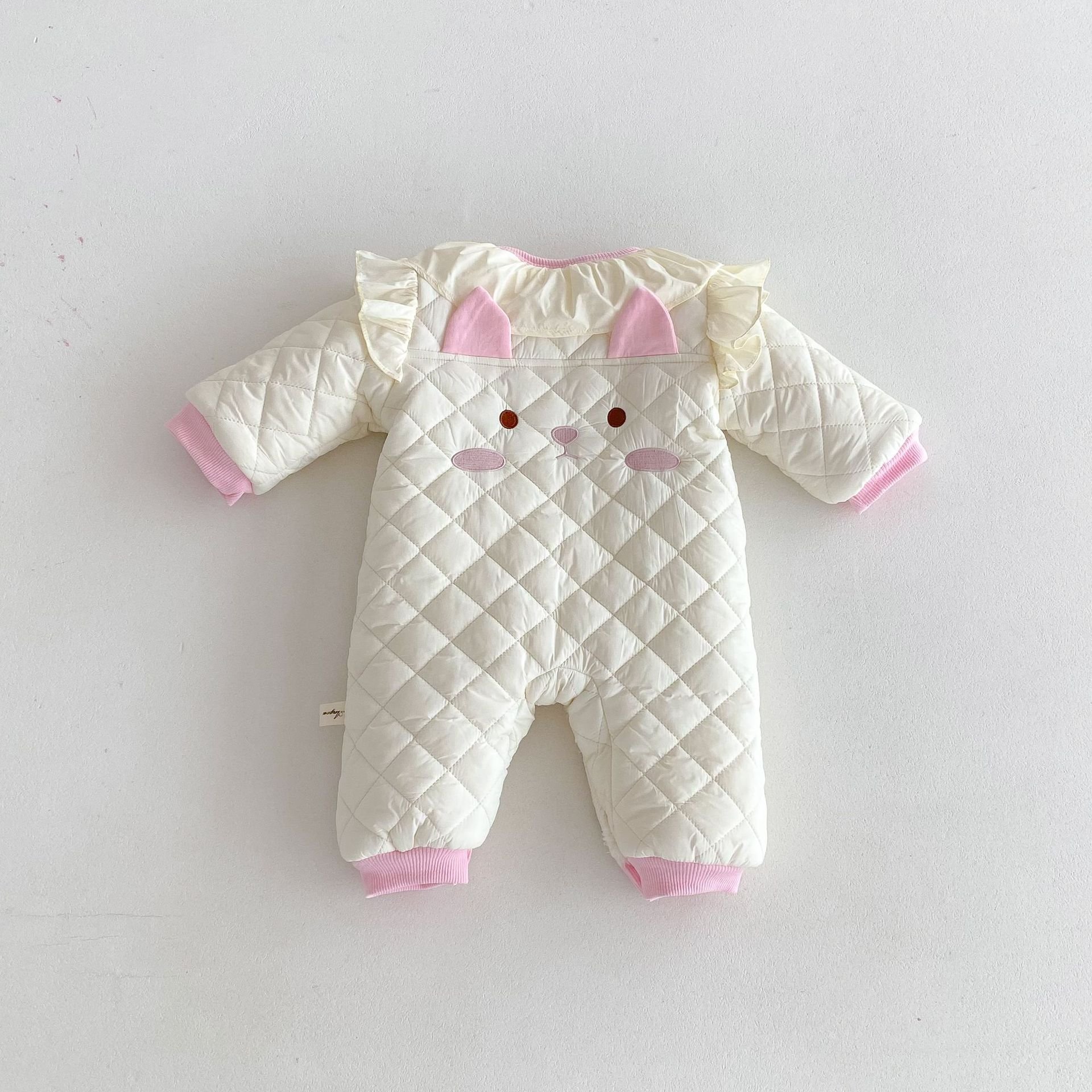 Wholesale 2024 Winter Baby Clothing Cute Style Solid Color Warm Long Sleeve Cotton Baby Rompers