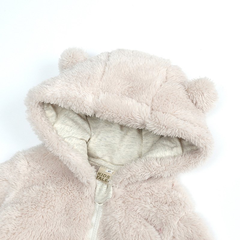 winter baby jumpsuit clothes thick warm newborn flannel Plush bear clothes rompers