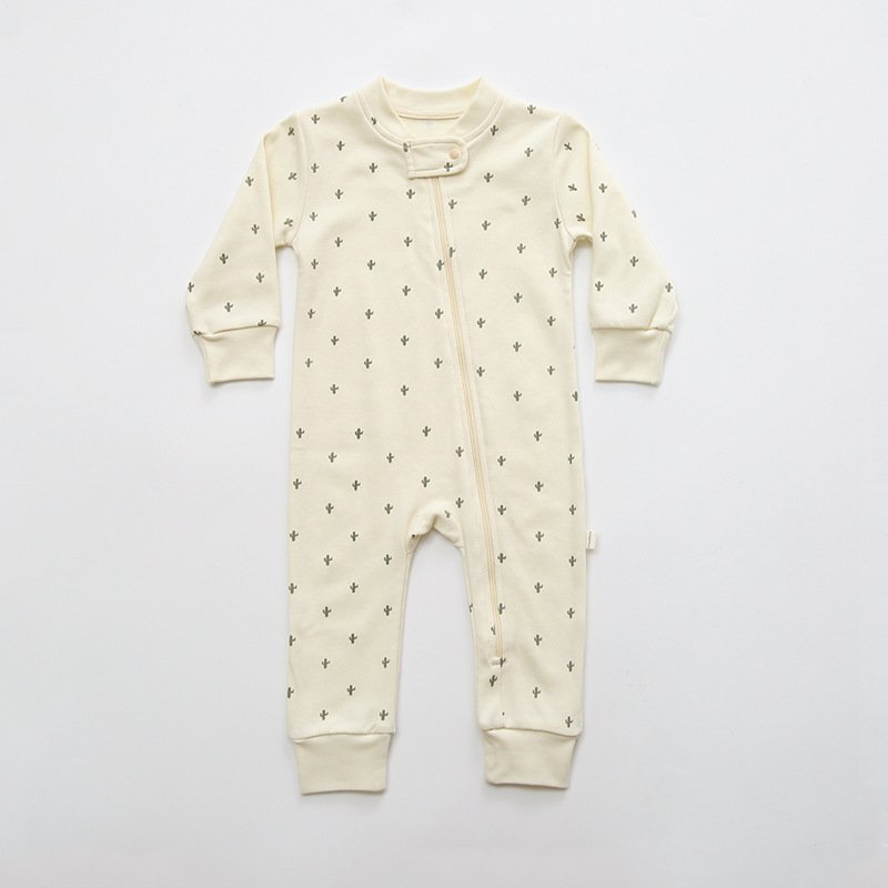 GOTS Certified Spring Unisex Baby Onesie Organic Baby Clothes Zipper Long Sleeve Baby Romper