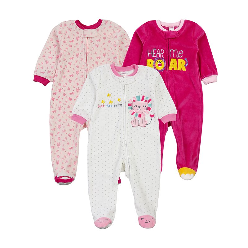 Wholesale Baby Pajamas Romper Cotton Newborn Clothes Long Sleeve Baby Romper Plain Front Footed Pajama