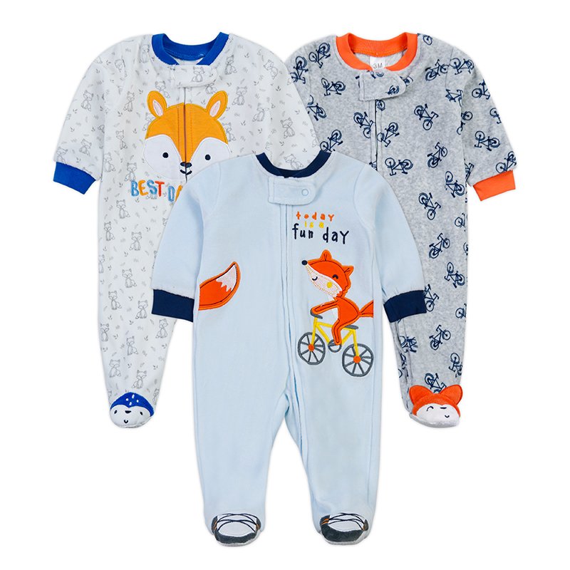 Wholesale Baby Pajamas Romper Cotton Newborn Clothes Long Sleeve Baby Romper Plain Front Footed Pajama