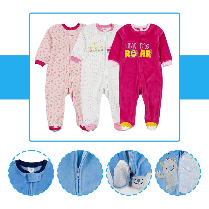 Wholesale Baby Pajamas Romper Cotton Newborn Clothes Long Sleeve Baby Romper Plain Front Footed Pajama