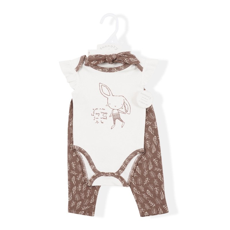 Wholesale summer baby short Sleeve romper Hairband pants newborn Clothes Printed Baby Rompers 3 pcs Clothing Set
