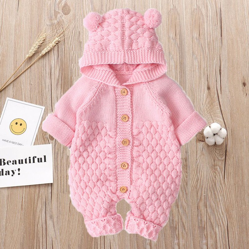 Baby Rompers Autumn Brown Long Sleeve Newborn Boys Girls Knitted Sweaters Jumpsuits Winter Toddler Infant Outfits One Piece Wear