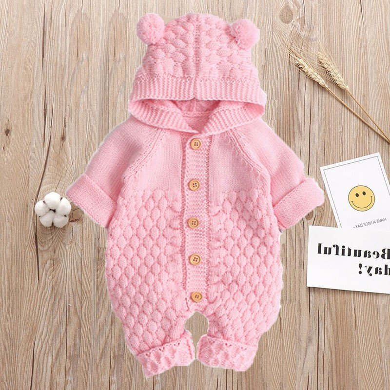 Baby Rompers Autumn Brown Long Sleeve Newborn Boys Girls Knitted Sweaters Jumpsuits Winter Toddler Infant Outfits One Piece Wear