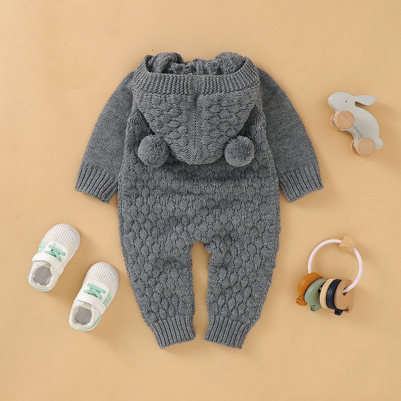 Baby Rompers Autumn Brown Long Sleeve Newborn Boys Girls Knitted Sweaters Jumpsuits Winter Toddler Infant Outfits One Piece Wear