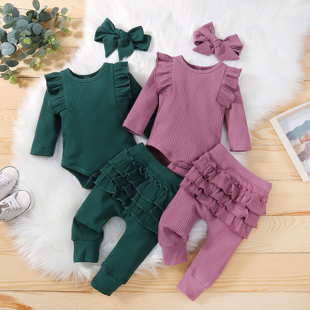 2024 European American Baby Girl Multi color Long Sleeve Pants Bow New Unisex Product Stylish Cotton