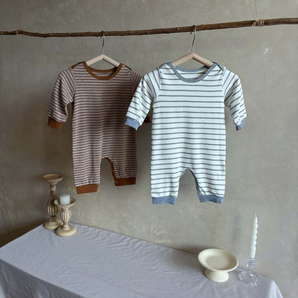 Wholesale 2024 Fall Baby Clothing Fashion Striped Long Sleeve Cotton Baby Rompers