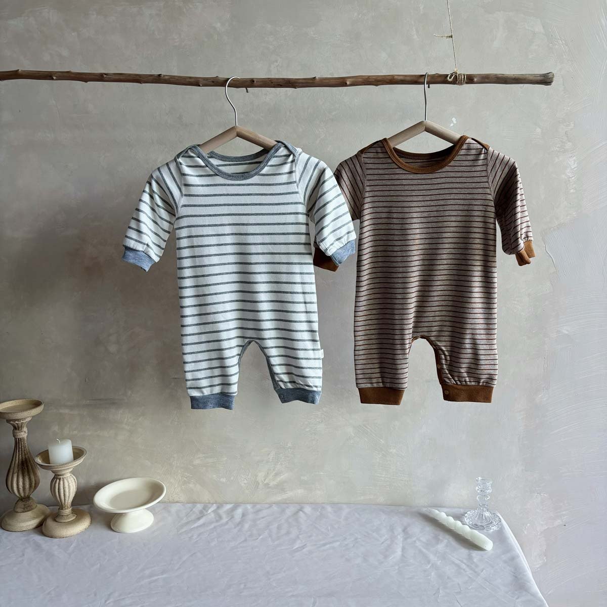 Wholesale 2024 Fall Baby Clothing Fashion Striped Long Sleeve Cotton Baby Rompers