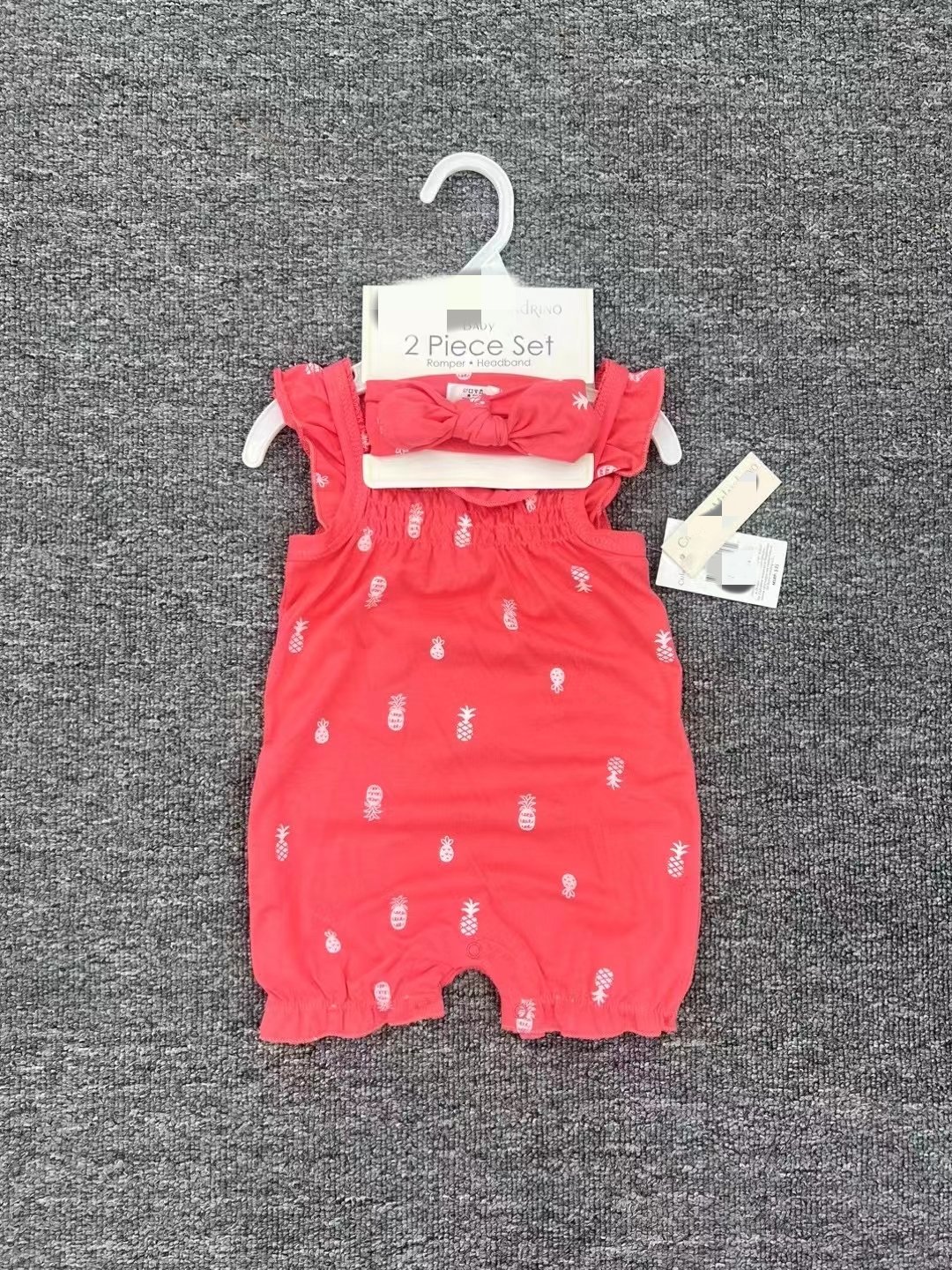 Factory Wholesale Newborn Baby Summer Cotton Rompers +Hair Band 2pcs Sets Sleeveless Jumpsuit For Babies