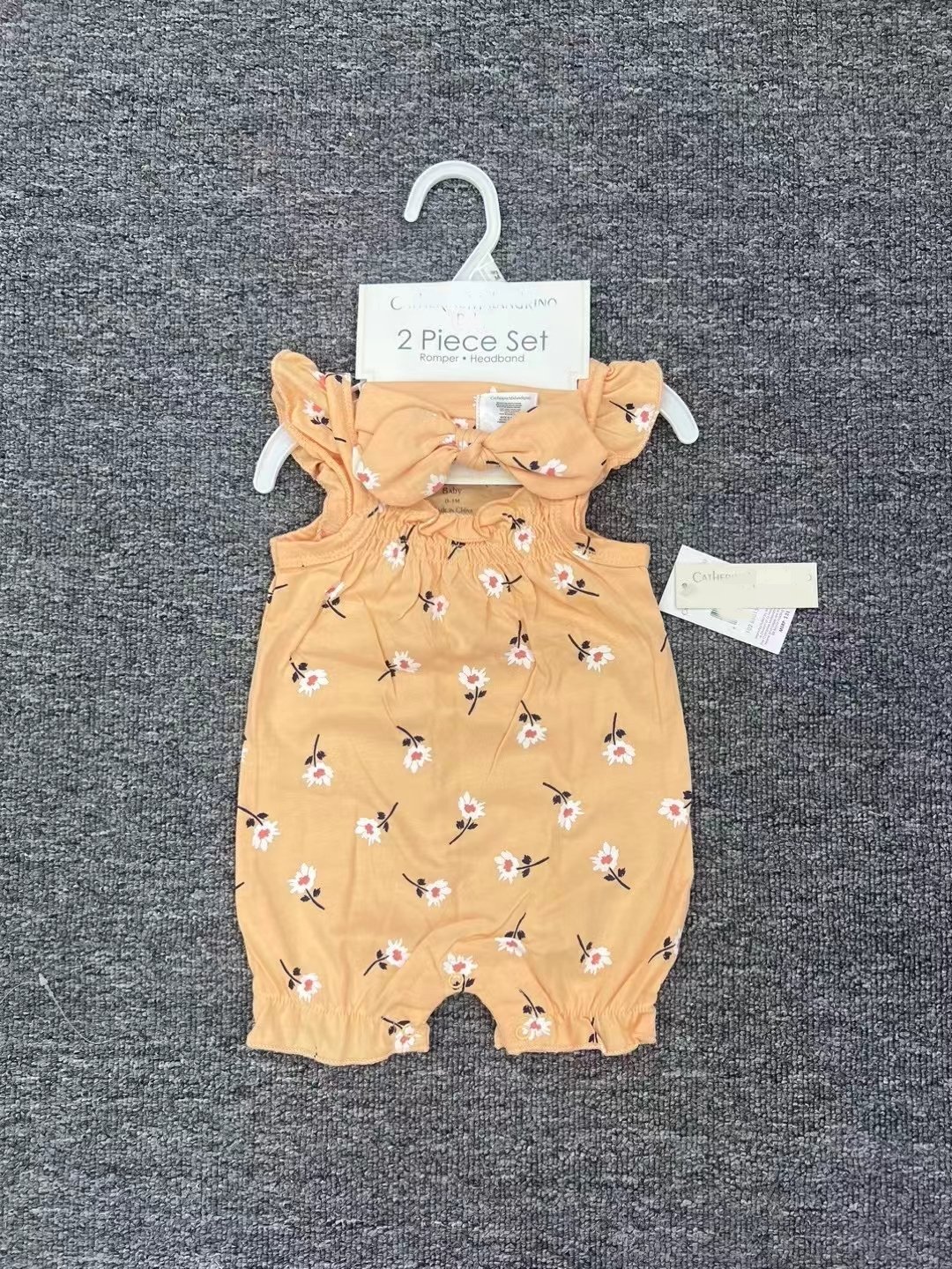 Factory Wholesale Newborn Baby Summer Cotton Rompers +Hair Band 2pcs Sets Sleeveless Jumpsuit For Babies