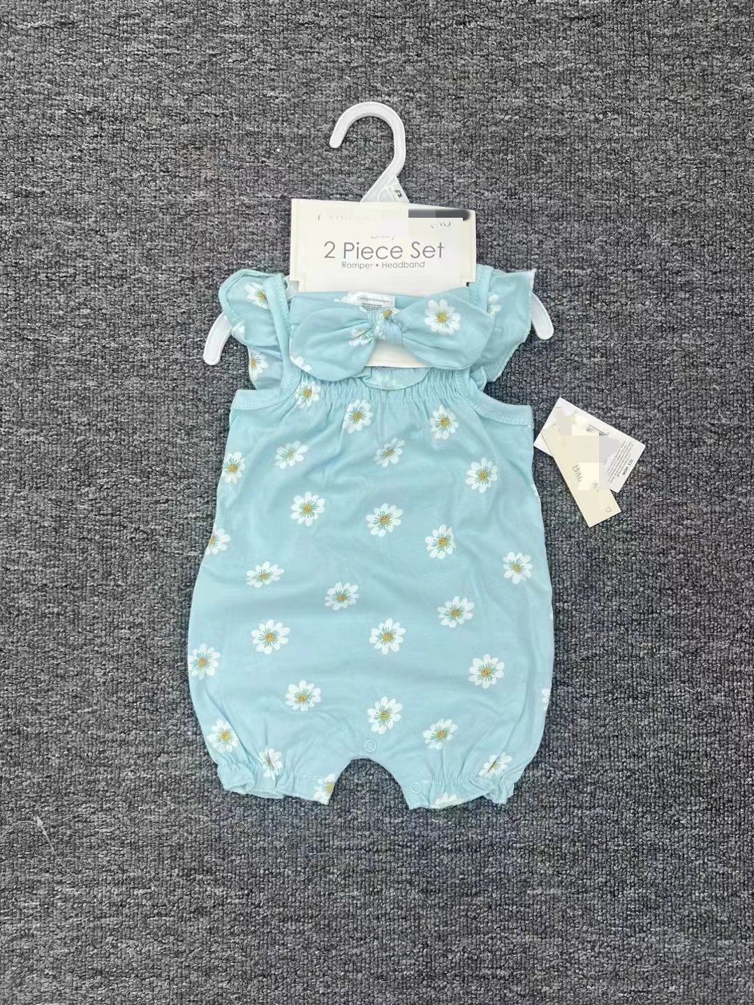 Factory Wholesale Newborn Baby Summer Cotton Rompers +Hair Band 2pcs Sets Sleeveless Jumpsuit For Babies