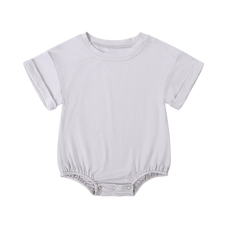 20123 Summer Baby Bamboo Sweatshirt Sublimation Oversized Bubble Romper Short Sleeve Unisex Cozy Bodysuit Sleeveless Knitted