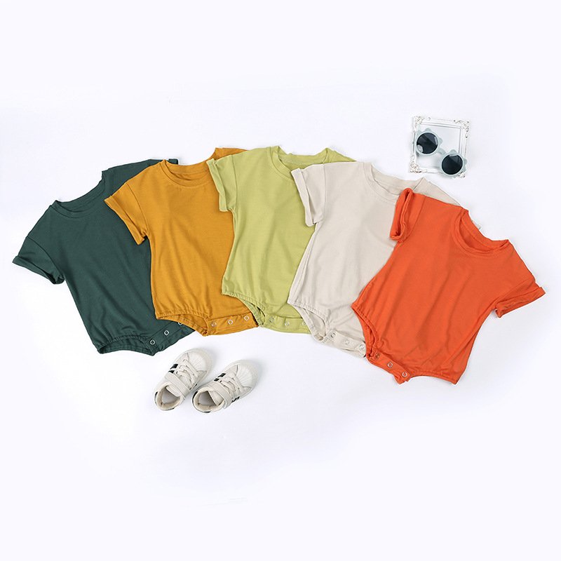 20123 Summer Baby Bamboo Sweatshirt Sublimation Oversized Bubble Romper Short Sleeve Unisex Cozy Bodysuit Sleeveless Knitted