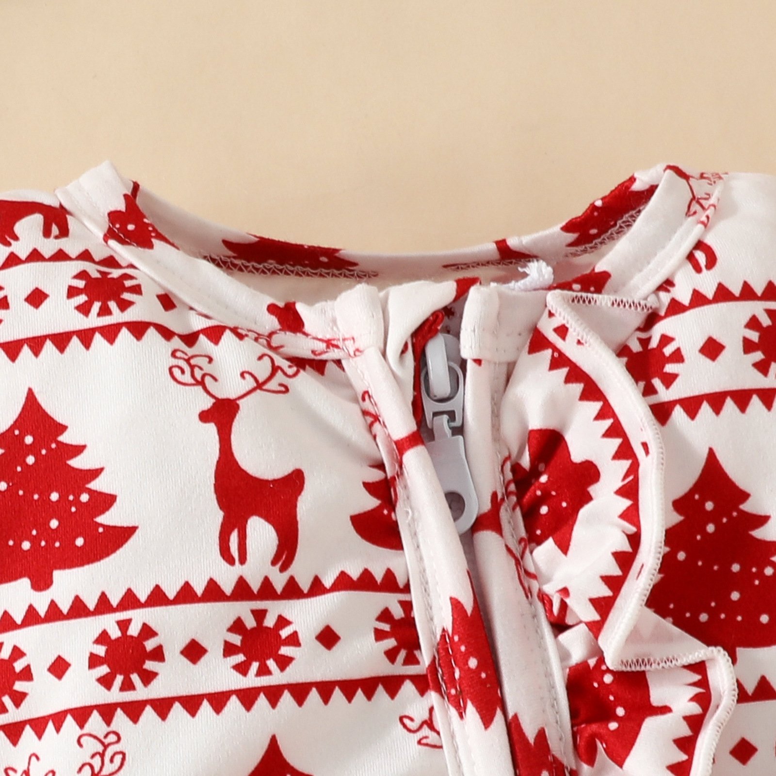 Wholesale Christmas Long Sleeved Newborns Baby Rompers Headband 2-Piece Sets Zipper Toddler Jumpsuit For Babies Clothes