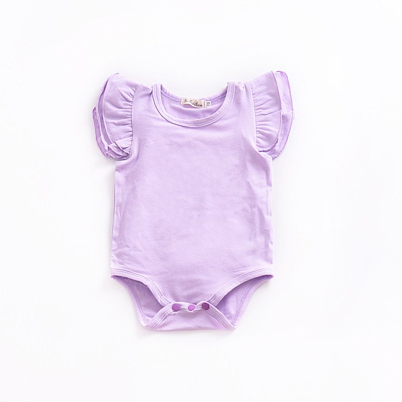 Customize Baby Girl Rompers 100% Cotton Babi Onesie Clothes Ruffled Flying Short Sleeve Summer Baby Onsies