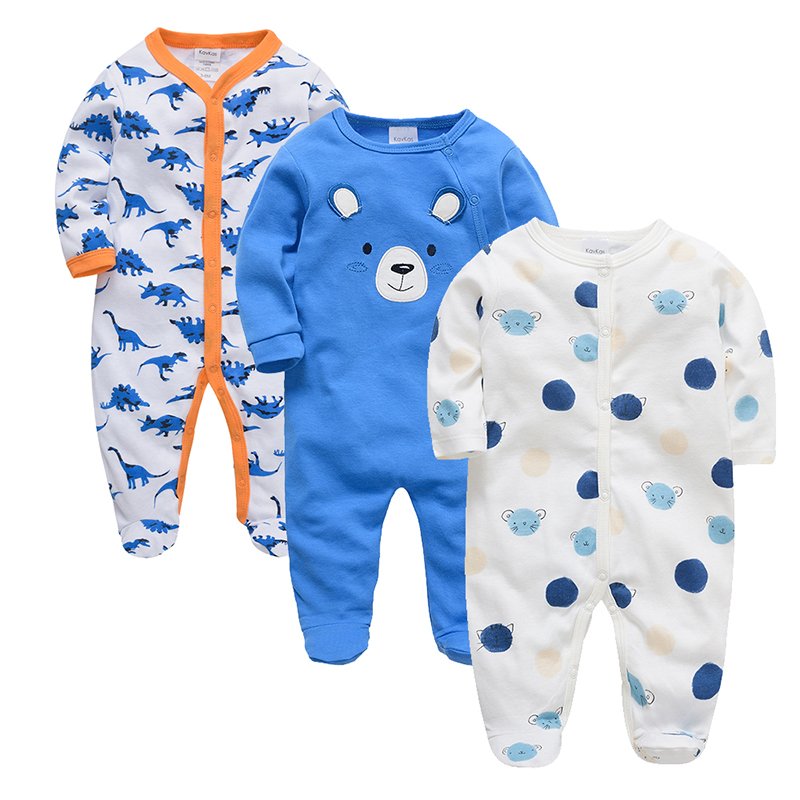 Newborn baby clothes soft cotton custom print designs infants baby rompers 3pcs set pijamas kids overalls