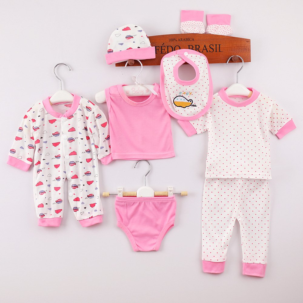 100% Cotton Spring Baby Romper Set New Born Baby Gift Set Casual Newborn Baby Clothes 8 Pcs Set Full Clothing